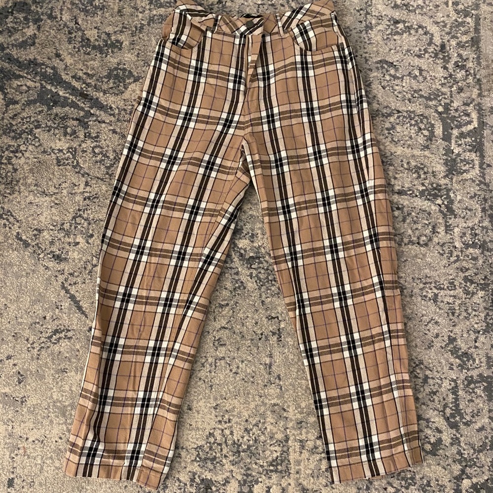 Afends High Waisted Wide Leg Plaid Pants